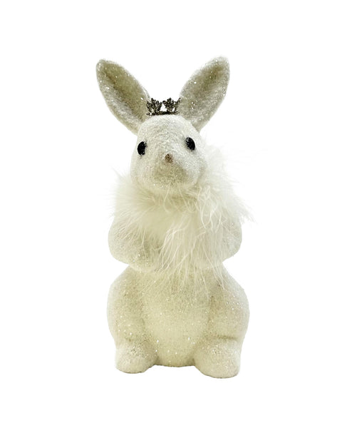 Christopher Rabbit with Boa - White – Sherri's Designs